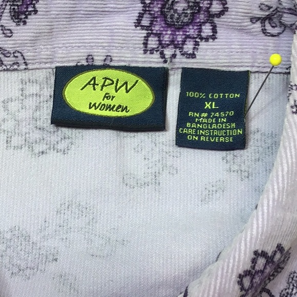 Corduroy Lavender Floral Soft Long Sleeve Blouse - Picture 2 of 8